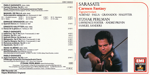 Perlman-Sarasate-Carmen Fantasy etc._Foster,Previn,Sanders(EMI CDM 7 62533 2).jpg